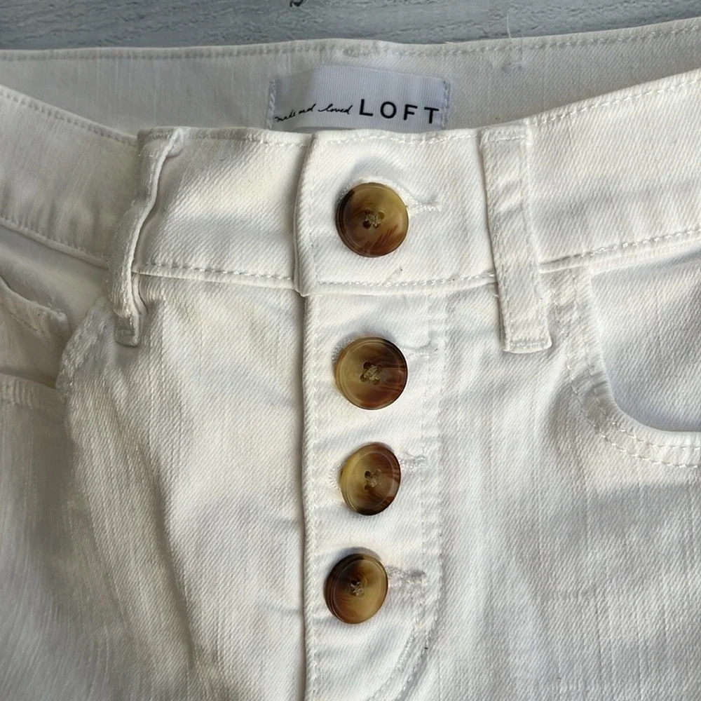LOFT White Button Up High Waist Skinny Leg Denim 24/00 - Picture 4 of 8